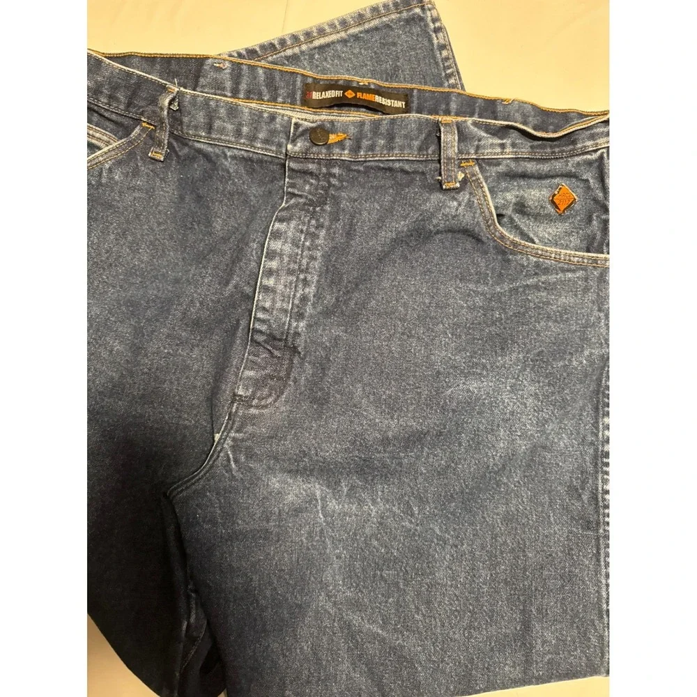Wrangler FR Flame‎ Resistant Relaxed Fit Jeans Blue Denim 42x30 FR31MWZ Mens